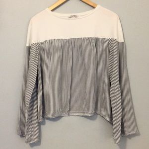 Zara Colorblock Flared Sleeve Shirt